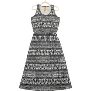 Magic Maxi Dress Women M Black White Tribal Geometric Sleeveless Racerback